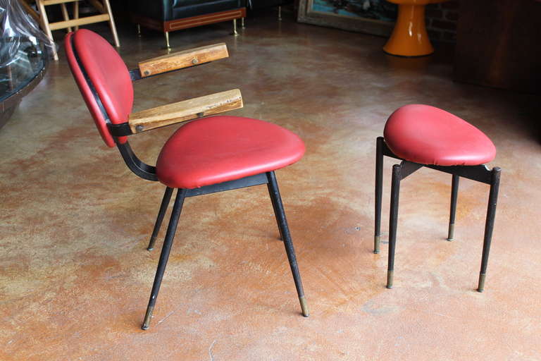 Italian Chair and Stool from 