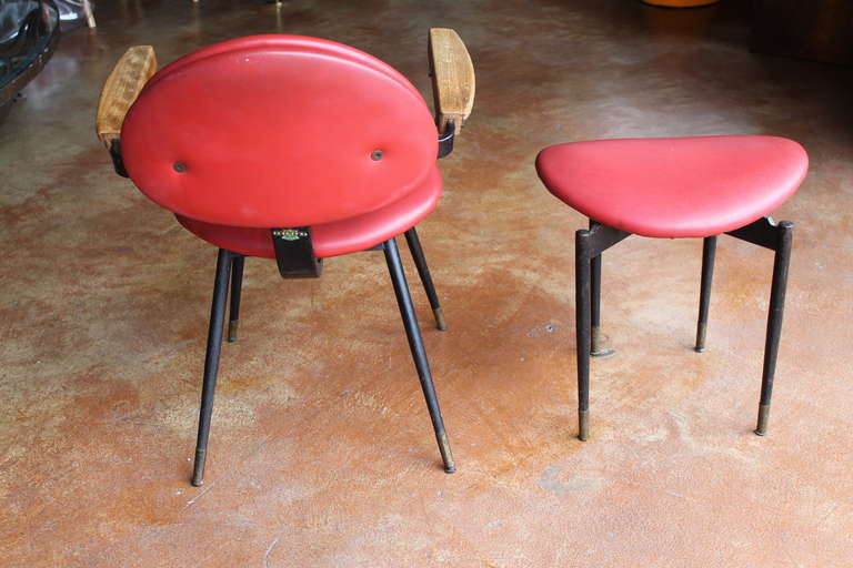 Mid-Century Modern Chair and Stool from 