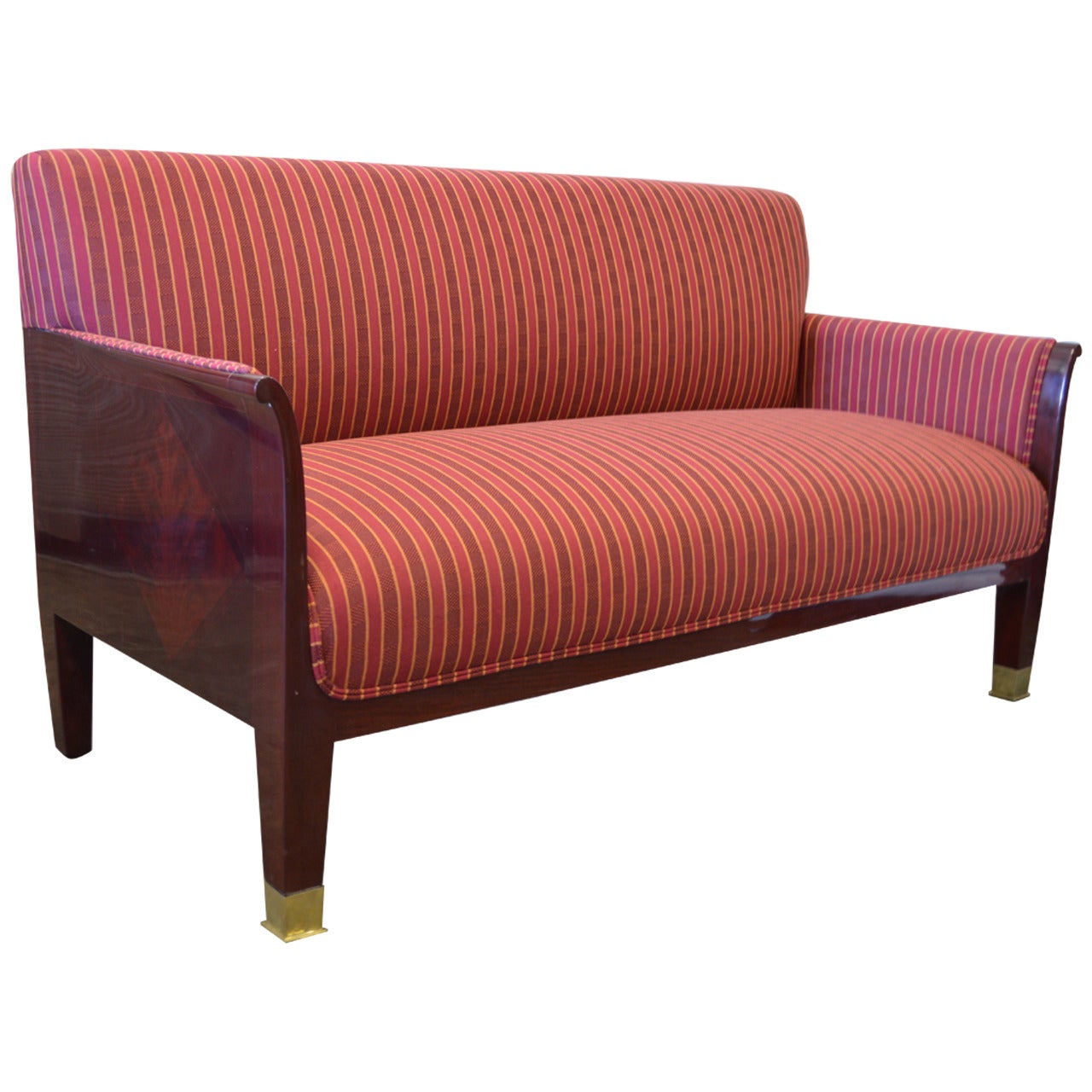 Art Deco Inlaid Paneled Settee or Sofa in the Style of Eliel Saarinen For Sale