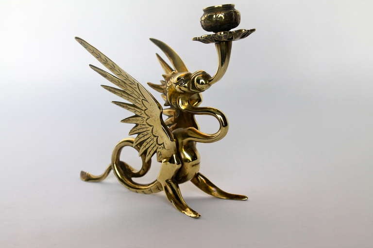1920's Bronze Griffins Candlestick Holders by Tiffany & Co. 2