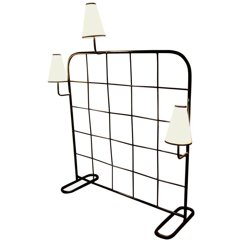 Jean Royère Croisillon Room Divider and Luminaire, France, 1949 For Sale