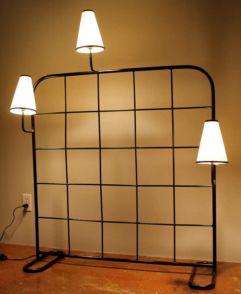 French Jean Royère Croisillon Room Divider and Luminaire, France, 1949 For Sale