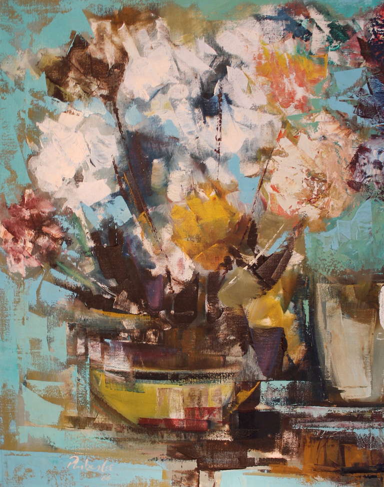 Mid-Century Modern Vintage Oil Painting by Parker Lee (Leo Leibsohn)