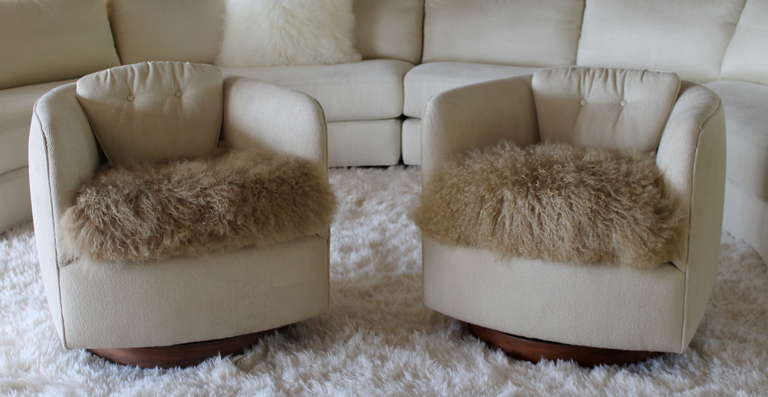 Pair of Mongolian Fur Chairs by Milo Baughman for Thayer Coggin, Circa 1960s
