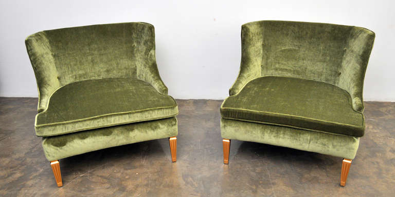 Pair of Velvet Club Chairs, newly upholstered.
ca.1959