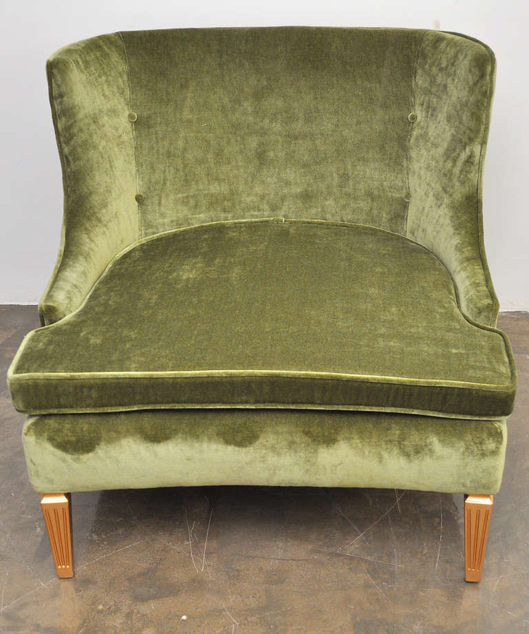 Mid-20th Century Pair of 1950s Velvet Club Chairs