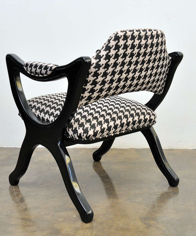 American Pair of Black Lacquered Drexel Esperanto Club Chairs For Sale