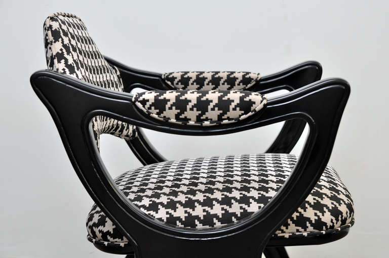 Wood Pair of Black Lacquered Drexel Esperanto Club Chairs For Sale