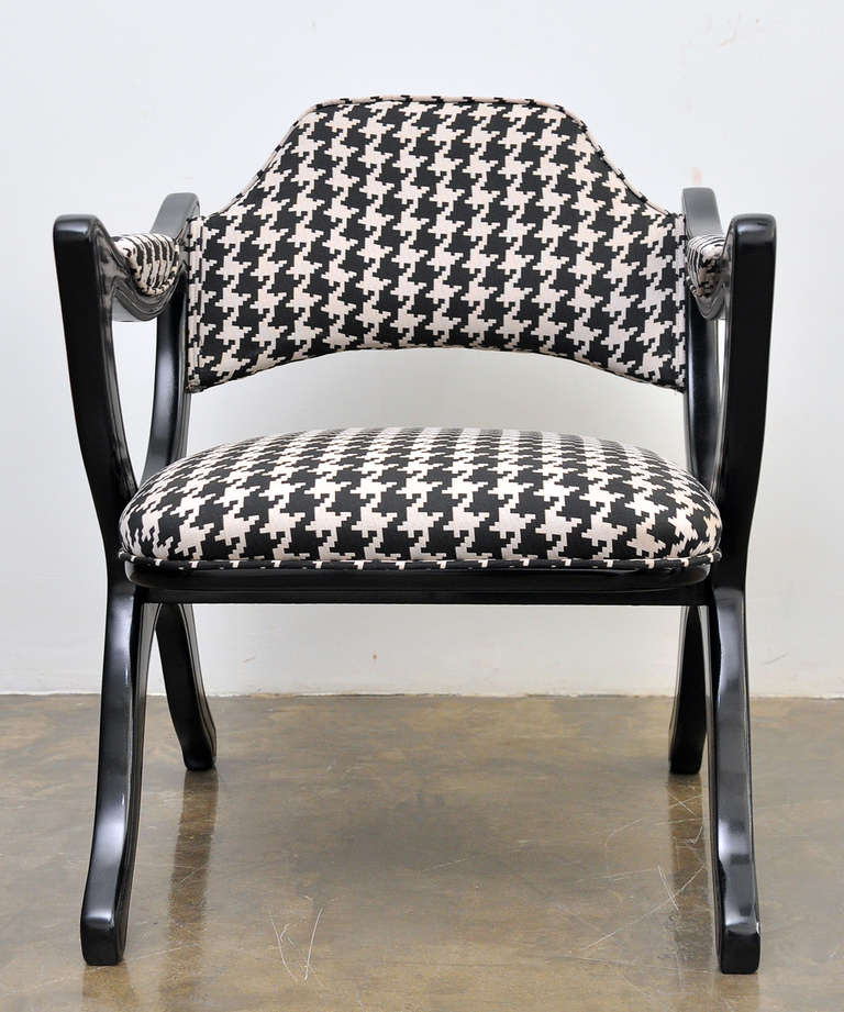Pair of Black Lacquered Drexel Esperanto Club Chairs For Sale 1