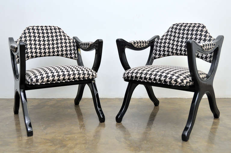 Pair of Black Lacquered Drexel Esperanto Club Chairs For Sale 2