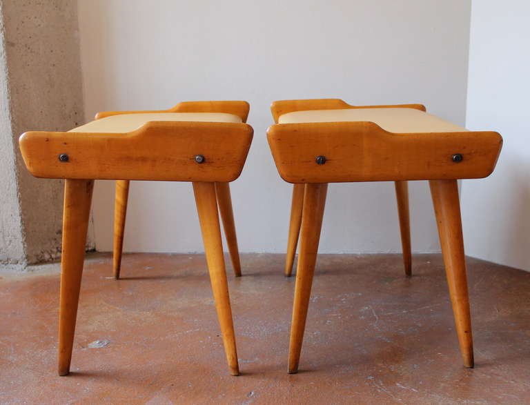 Pair of 1950's Italian Leather Benches 1