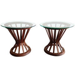 Pair of Dunbar Sheaf of Wheat Glass Tables by Edward Wormley