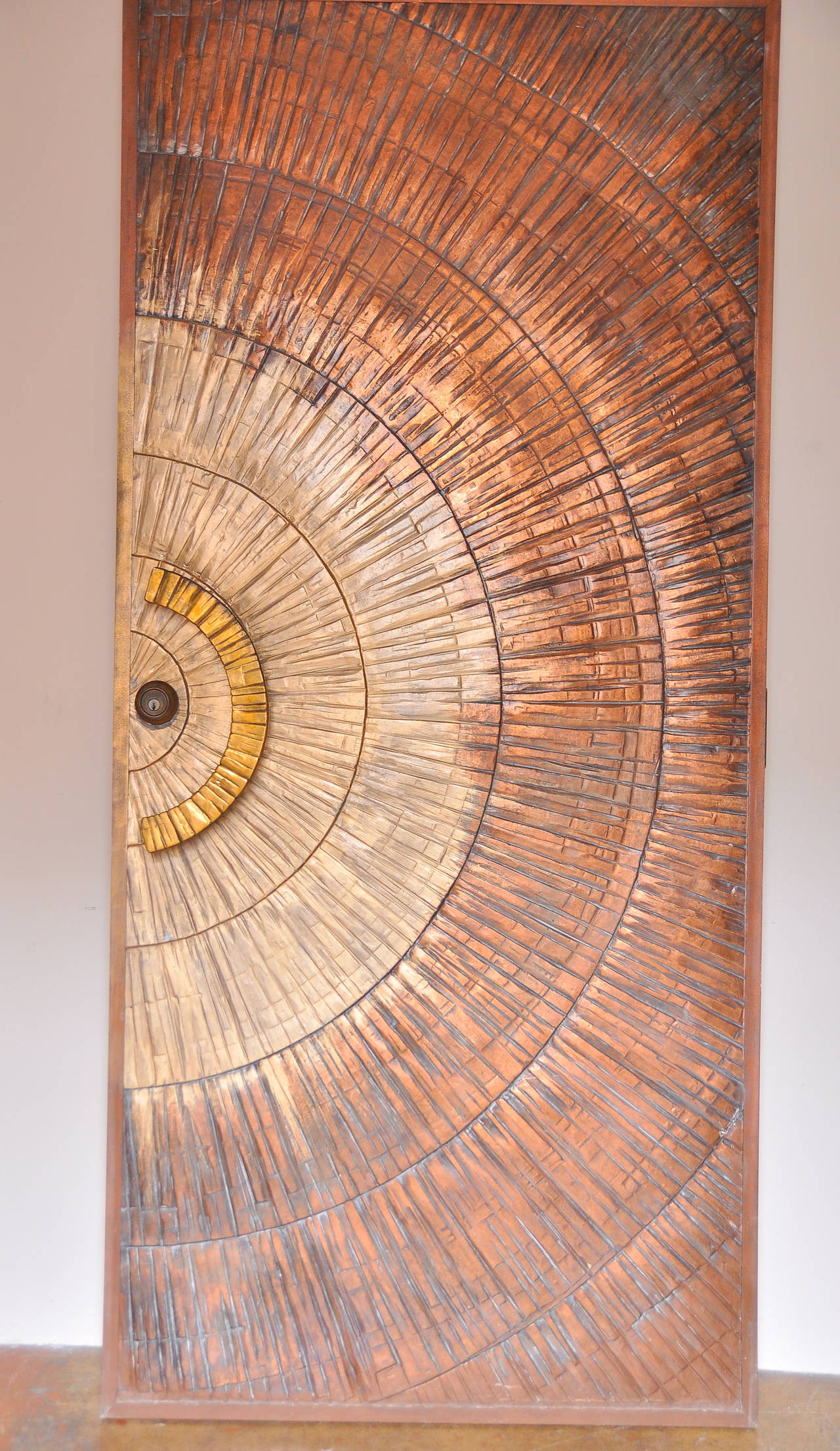 Bronzed 1970s California Modern Sunburst Door