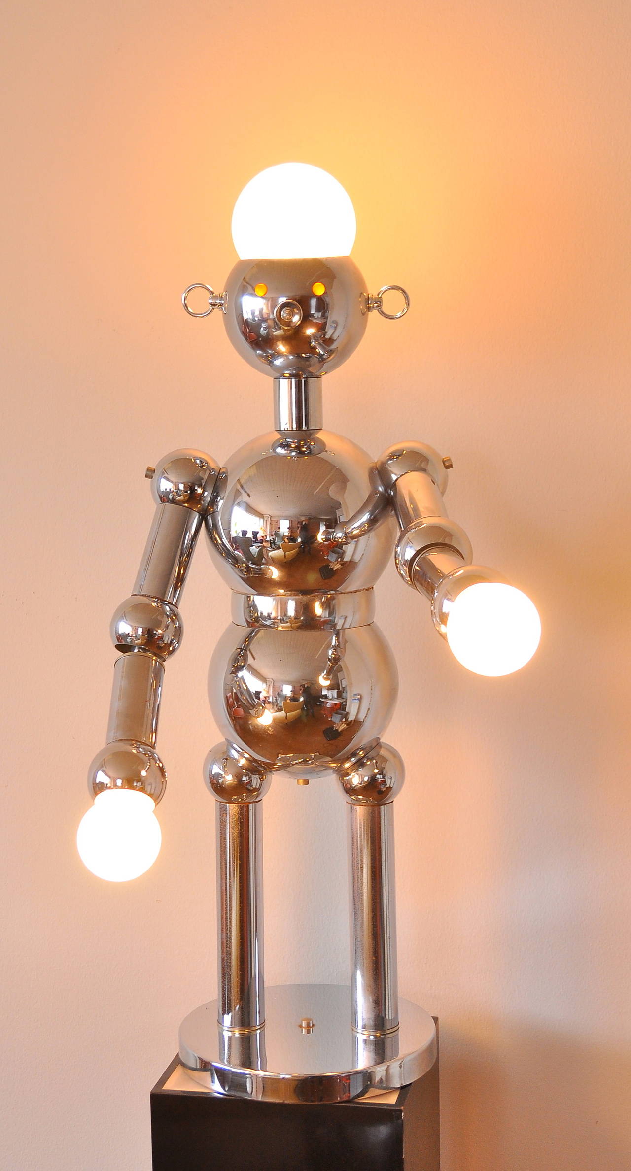 Torino Chrome Robot Lamp Large Size. Italy circa, 1960's.