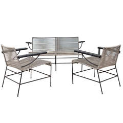 1950s Iron and Cord Patio Set