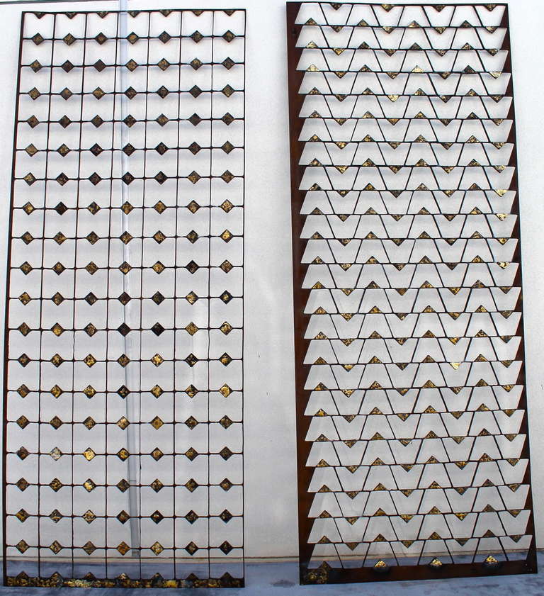 Iron and Brass Architecturally Salvaged Screens.  Mexico, 1950's