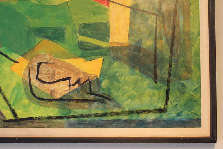Mid-Century Abstract Oil on Canvas Painting, 1965 For Sale 2