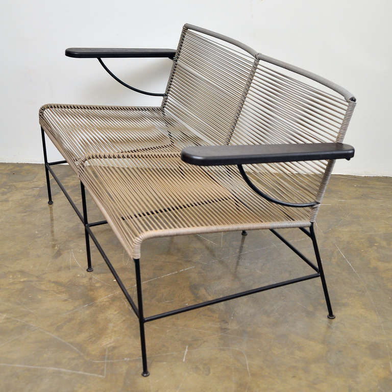Mexican 1950s Iron and Cord Patio Set