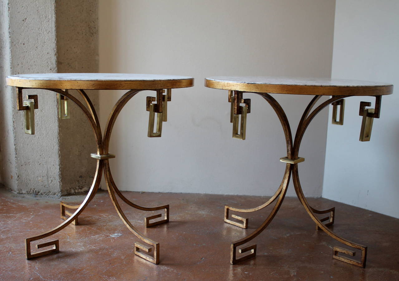Mexican Pair of Greek Key Side Tables by Arturo Pani, Mexico City circa 1940's