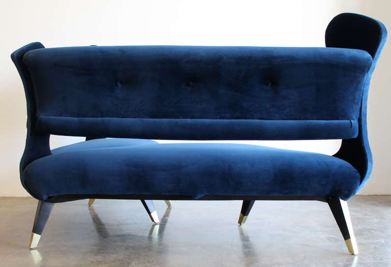 Exceptional and Unusual Italian Modernist Angular Wing Sofa, circa 1950s 1