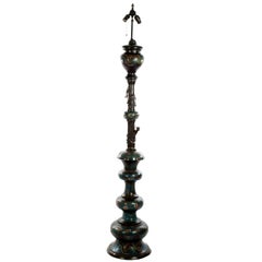 Large Qing Dynasty Champlevé Bronze Floor Lamp