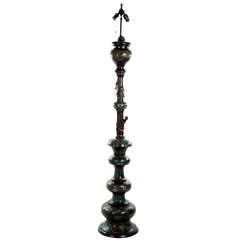 Large Qing Dynasty Champlevé Bronze Floor Lamp 2