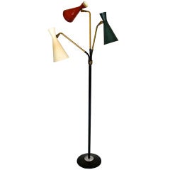 Vintage Multicolor Three Cone Standing Lamp with Flexible Arms