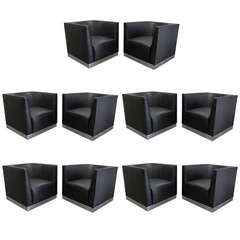 Set of Ten Modernist Cube Club Chairs, Usa, 1970s