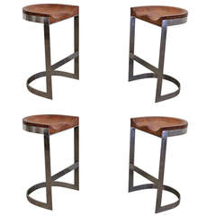 Set of Four Barstools by Californian Craftsman Warren Bacon, USA, 1970