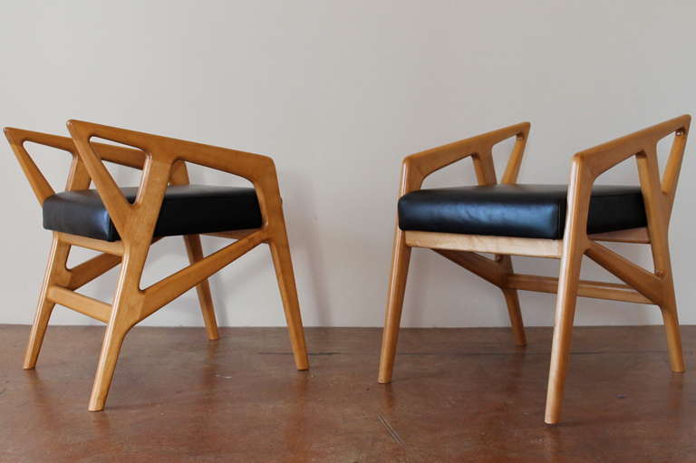 Leather Set of Six Italian Sculptural  Stools For Sale