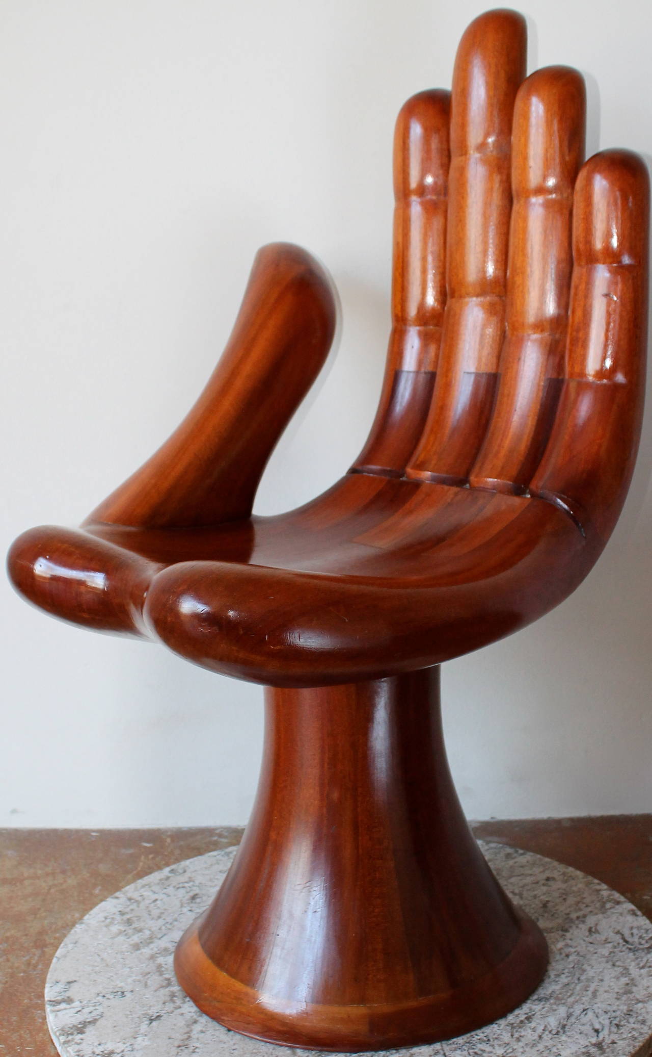 Mexican Pedro Friedeberg Mahogany Hand Chair or Silla-Mano, Mexico City, 1970