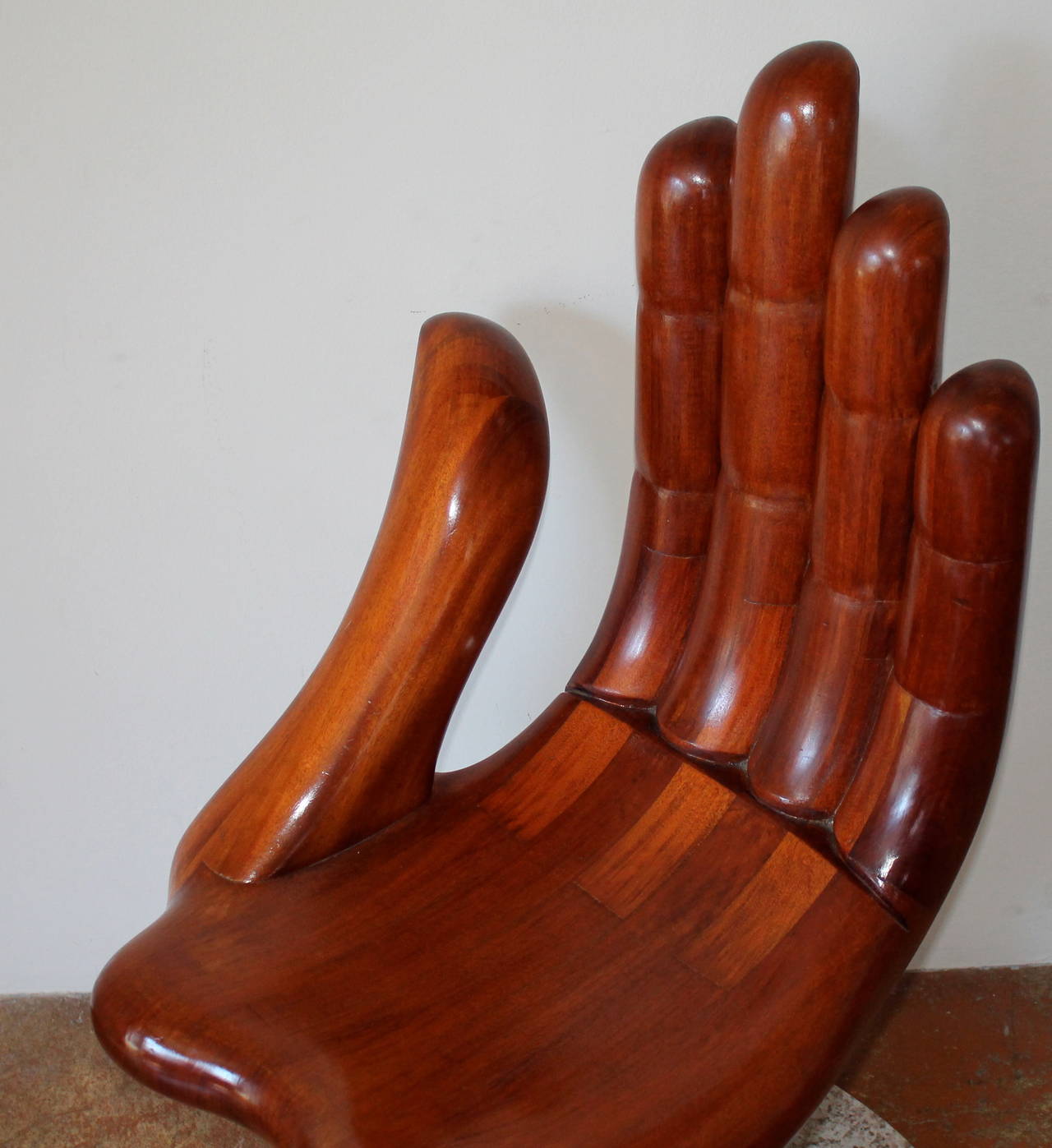 Carved Pedro Friedeberg Mahogany Hand Chair or Silla-Mano, Mexico City, 1970