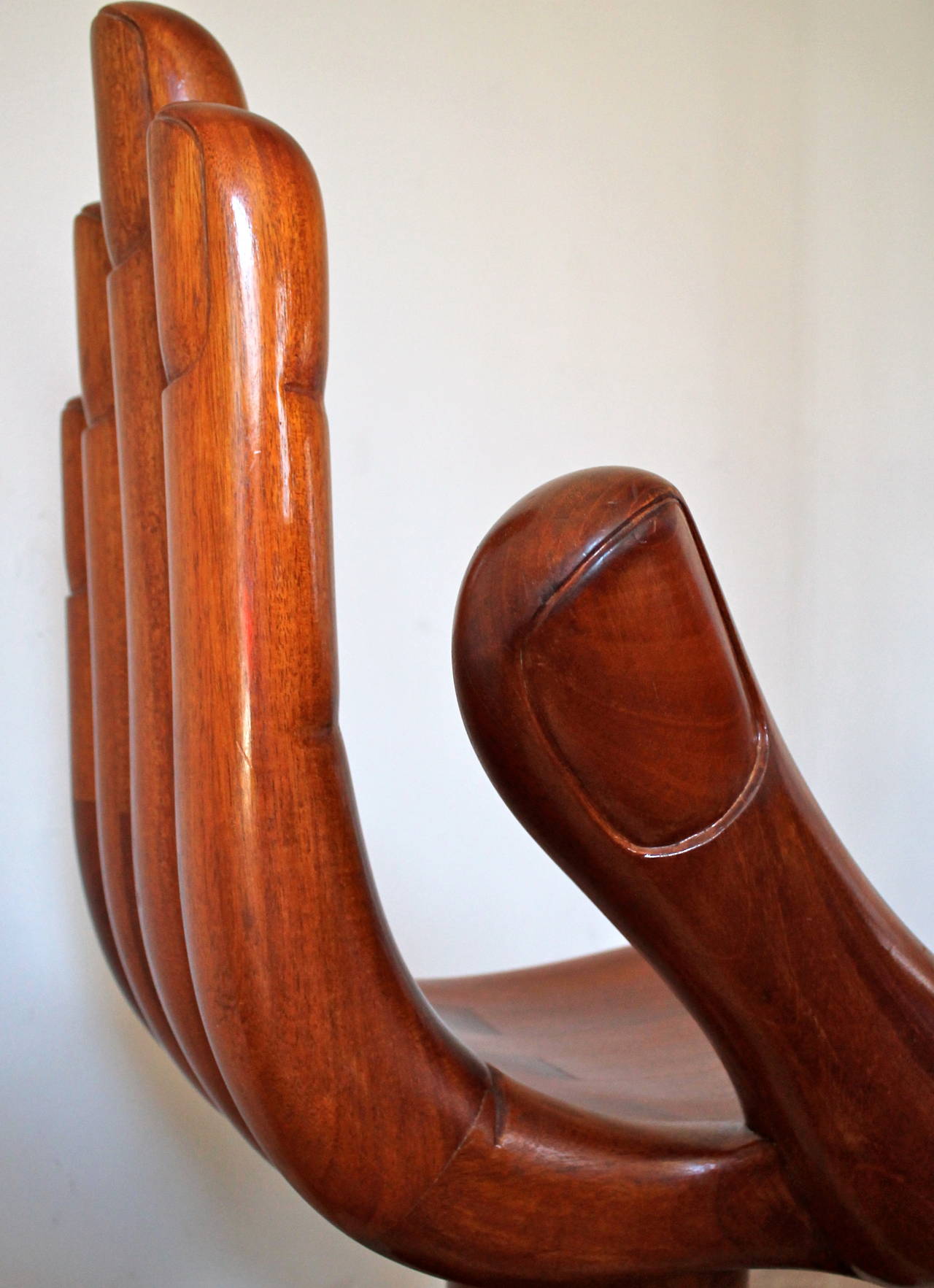 Late 20th Century Pedro Friedeberg Mahogany Hand Chair or Silla-Mano, Mexico City, 1970