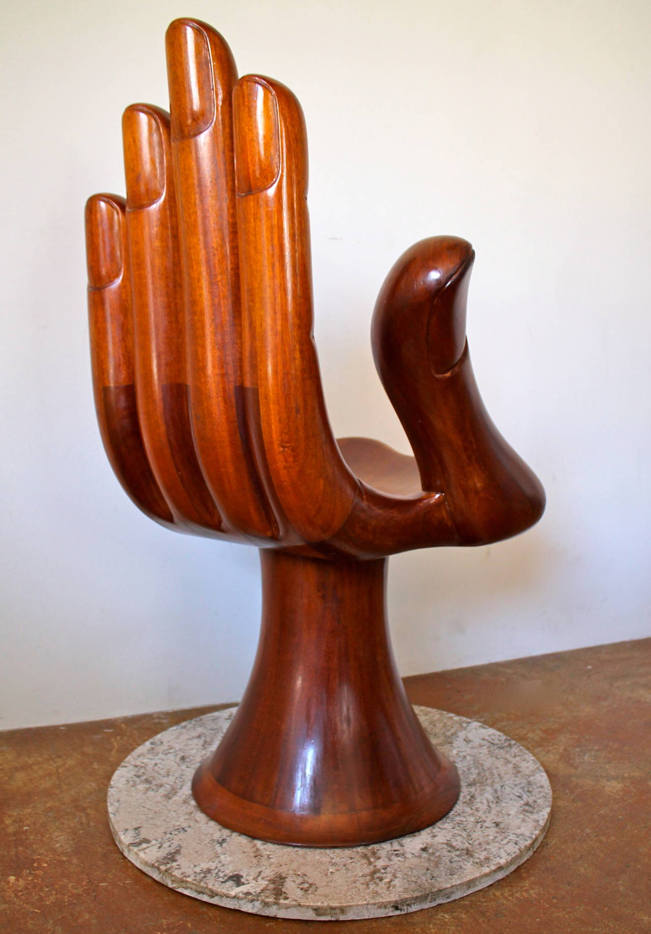 Pedro Friedeberg Mahogany Hand Chair or Silla-Mano, Mexico City, 1970 In Good Condition In San Diego, CA