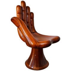 Vintage Pedro Friedeberg Mahogany Hand Chair or Silla-Mano, Mexico City, 1970