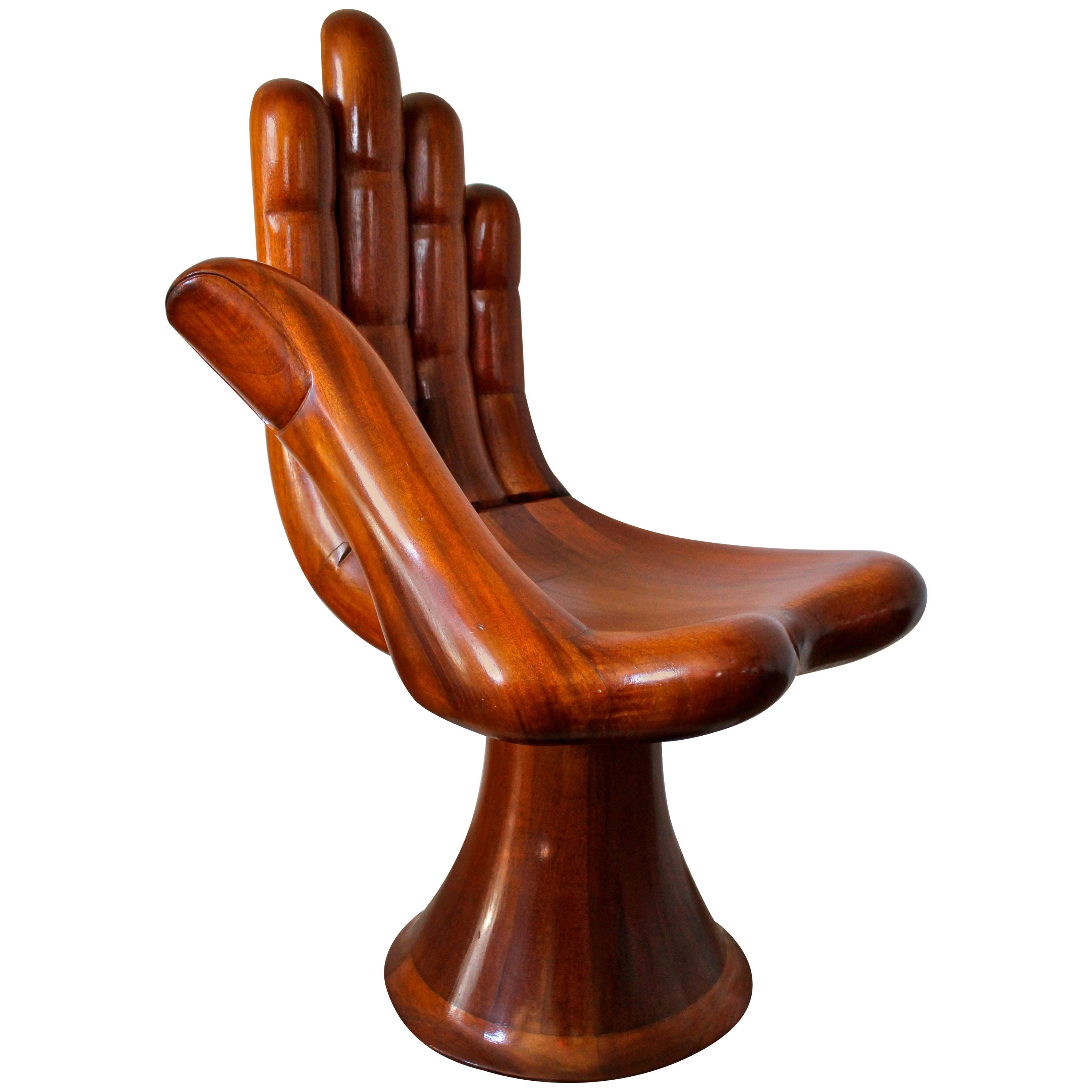 Pedro Friedeberg Mahogany Hand Chair or Silla-Mano, Mexico City, 1970