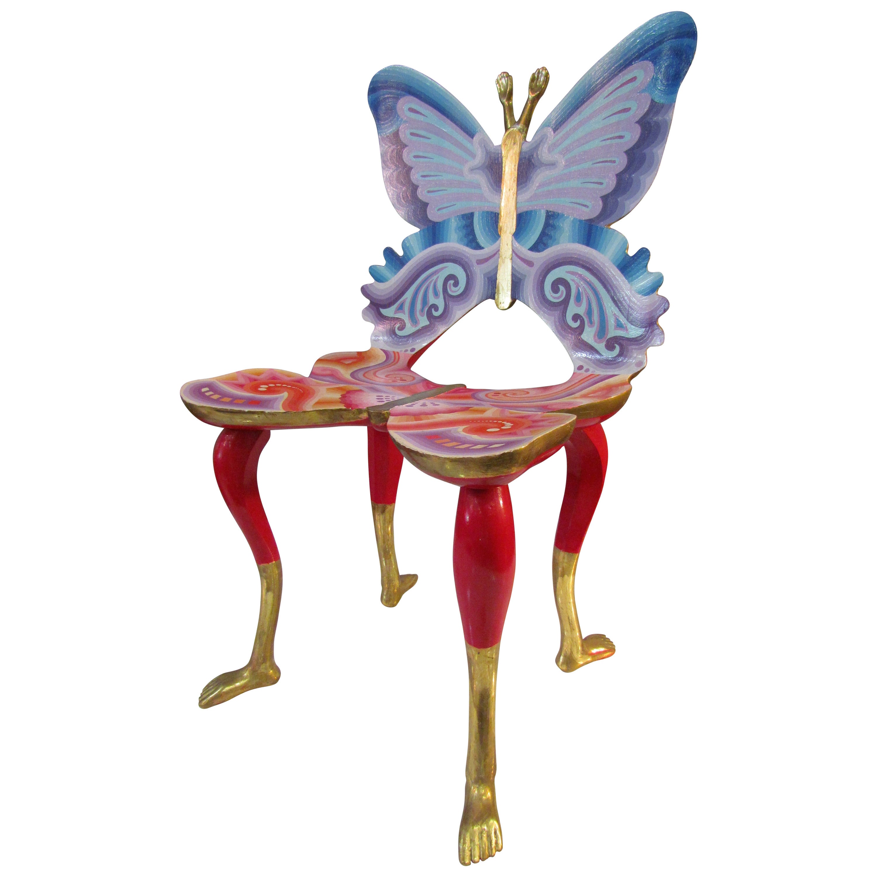 Vintage Pedro Friedeberg Butterfly and Foot Chair, Full-Size, Mexico City, 1973 For Sale