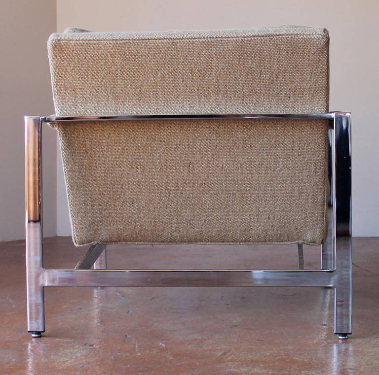 Flat Bar Chrome, Cube Lounge Chairs by Milo Baughman, USA, 1976 In Good Condition In San Diego, CA