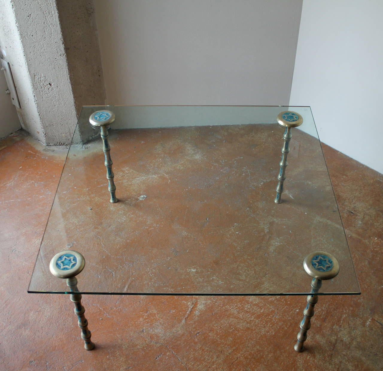 Rare Brass Bamboo Coffee Table by Pepe Mendoza, Mexico City, 1958 In Good Condition For Sale In San Diego, CA