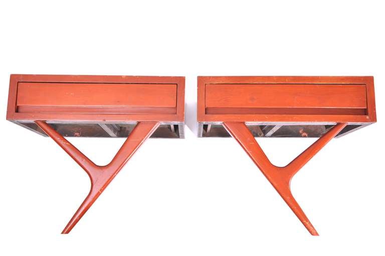 Rare Wall Mounted Nightstands by Eugenio Escudero. Mexico City c.1960's