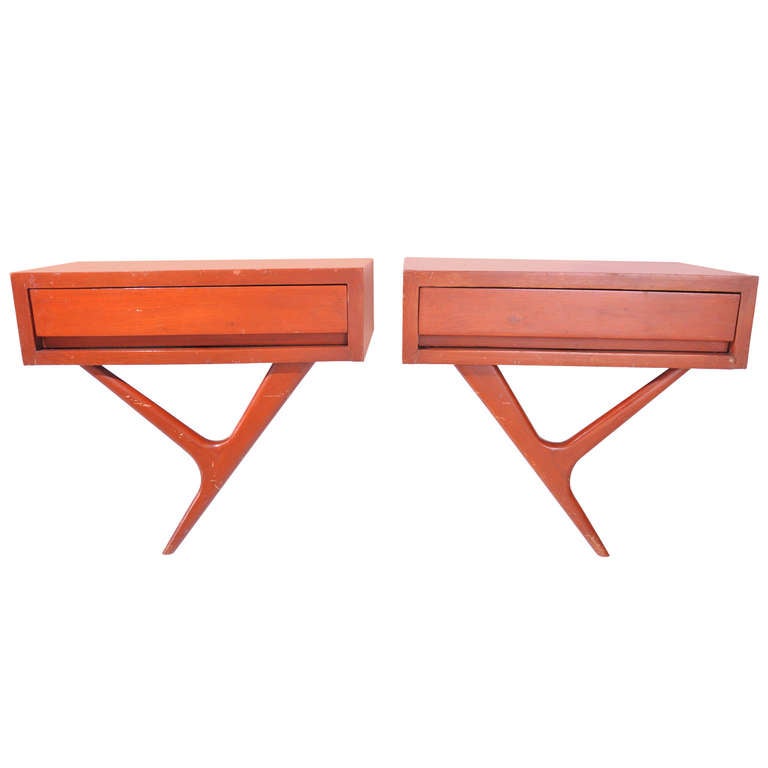Rare Wall Mounted Nightstands by Eugenio Escudero. Mexico City c.1960's