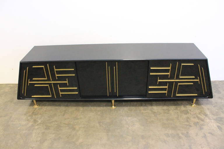 Custom Pyramid, Black Lacquered Credenza by Eugenio Escudero