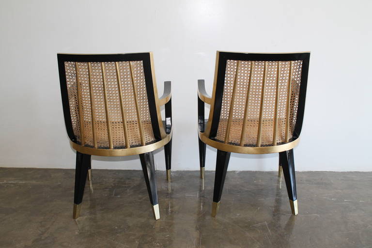 Exceptional Gold Leaf and Black Lacquer Dining Set by Arturo Pani. Mexico, 1950. For Sale 4