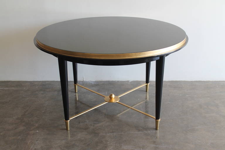 Mid-20th Century Exceptional Gold Leaf and Black Lacquer Dining Set by Arturo Pani. Mexico, 1950. For Sale