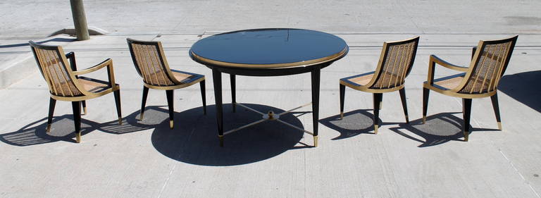 Exceptional Gold Leaf and Black Lacquer Dining Set by Arturo Pani. Mexico, 1950. For Sale 3