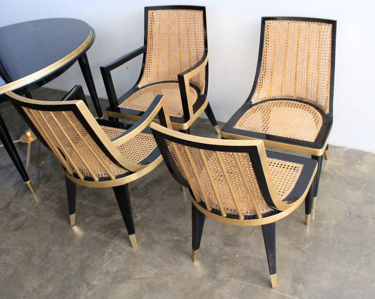Exceptional Gold Leaf and Black Lacquer Dining Set by Arturo Pani. Mexico, 1950. For Sale 2