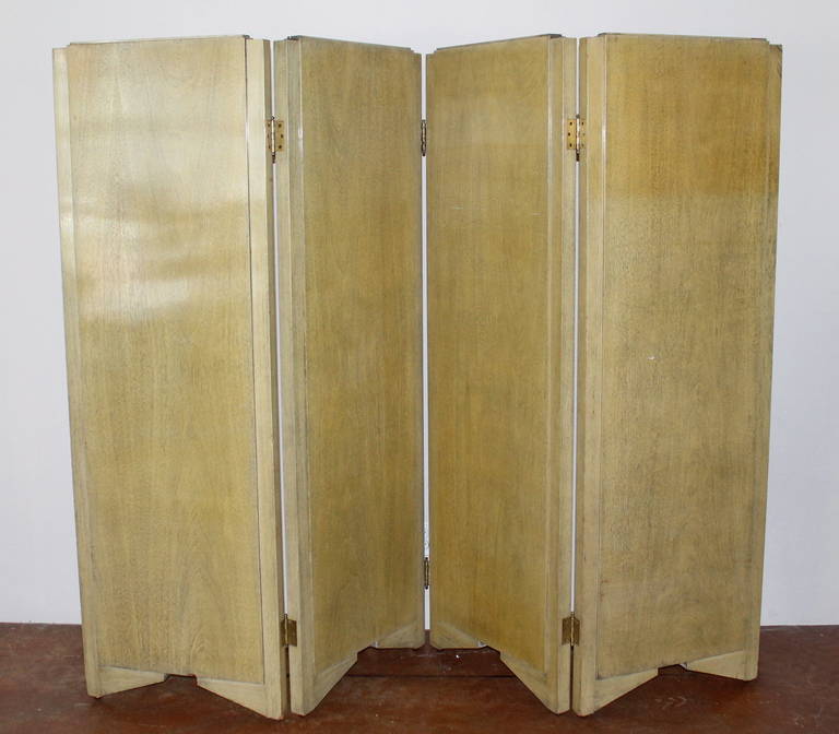 Mid-20th Century Exceptional Four-Panel Parchment Folding Screen by Arturo Pani, Mexico, 1950