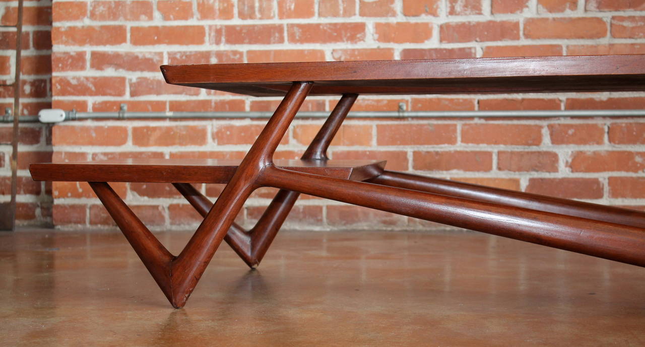 Mexican Beautiful 1950s Eugenio Escudero Two-Tier Sculptural Coffee Table For Sale