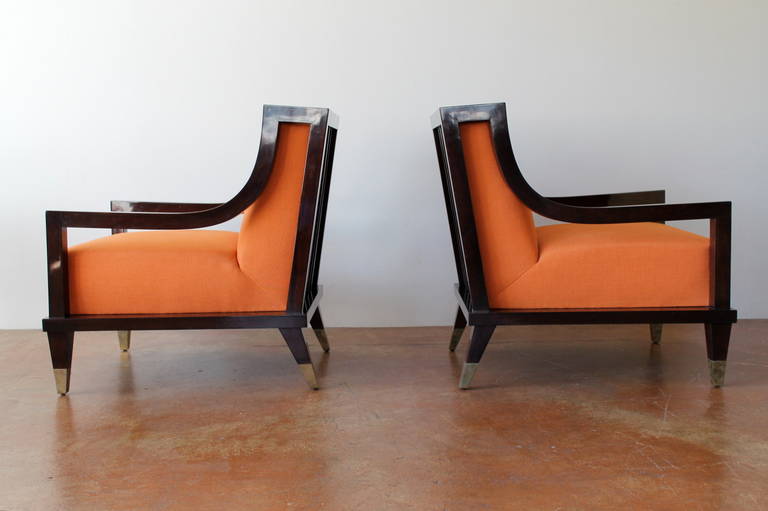 Neoclassical Important and Documented Robert & Mito Block Sofa and Club Chairs. Mexico, 1948.