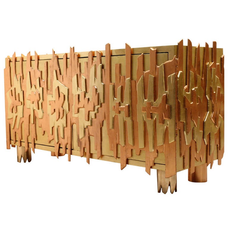 Sculptured Metal Gilded by Pedro Baez, Mexico, 1974 at 1stdibs